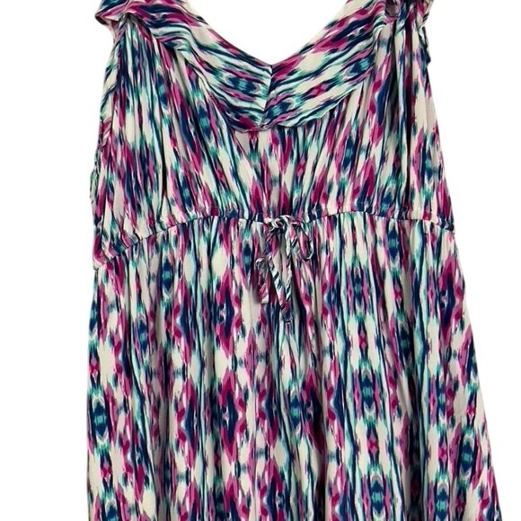 Torrid Ikat Ruffle Sundress, 100% Rayon, Size 5 (US 5X), Adjustable Straps - Picture 3 of 12